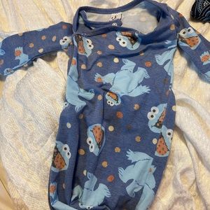 Copper pearl Cookie Monster tie nightgown newborn size worn once